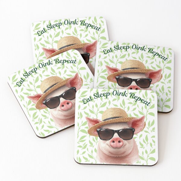 Item preview, A Pig Wearing a Straw Hat and Sunglasses designed and sold by Soulstar Designs.