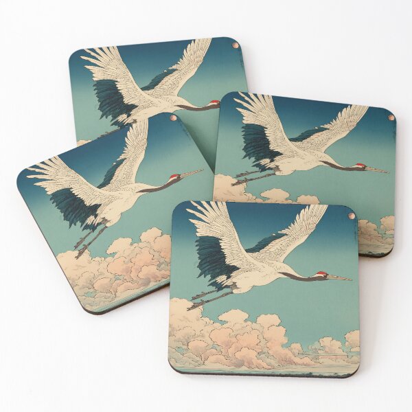 Item preview, Japanese Crane - Japandi Ukiyo e Painting designed and sold by KJNihonDesigner.