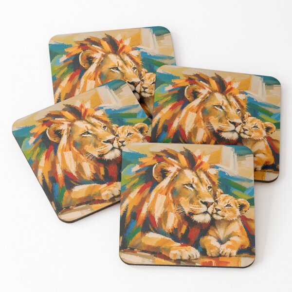 Item preview, Abstract lion with lion cub art designed and sold by giachem99.