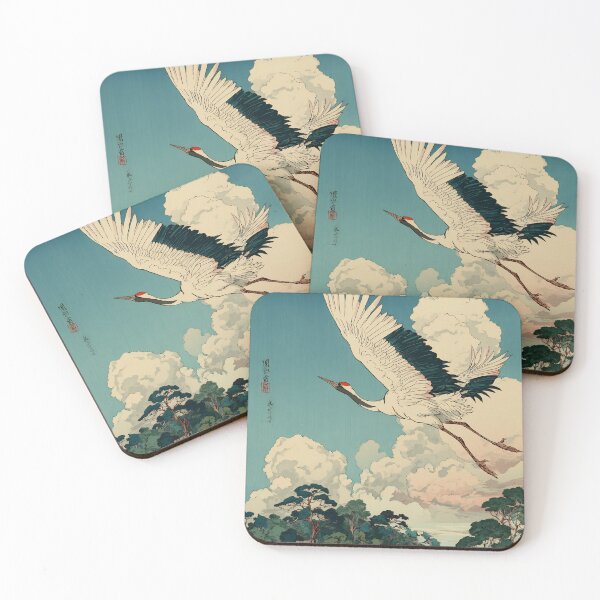 Item preview, Japanese Crane - Japandi Ukiyo e Painting designed and sold by KJNihonDesigner.