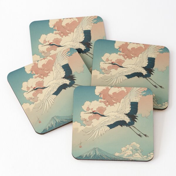 Item preview, Japanese Crane - Japandi Ukiyo e Painting designed and sold by KJNihonDesigner.