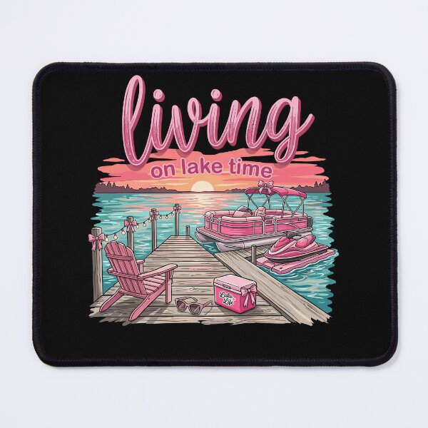 Item preview, Preppy Pink Pontoon Boat Lake Life Sunset designed and sold by KroghDs.