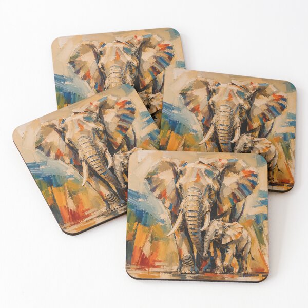 Item preview, Abstract Elephant with Baby Art designed and sold by giachem99.