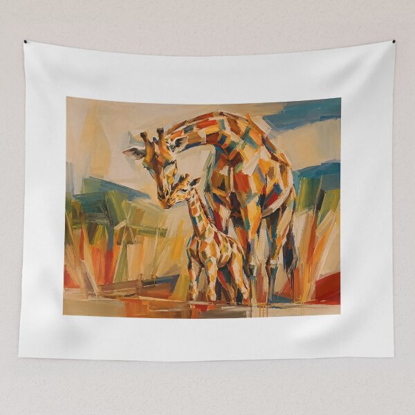 Item preview, Abstract Giraffe with Baby Art designed and sold by giachem99.