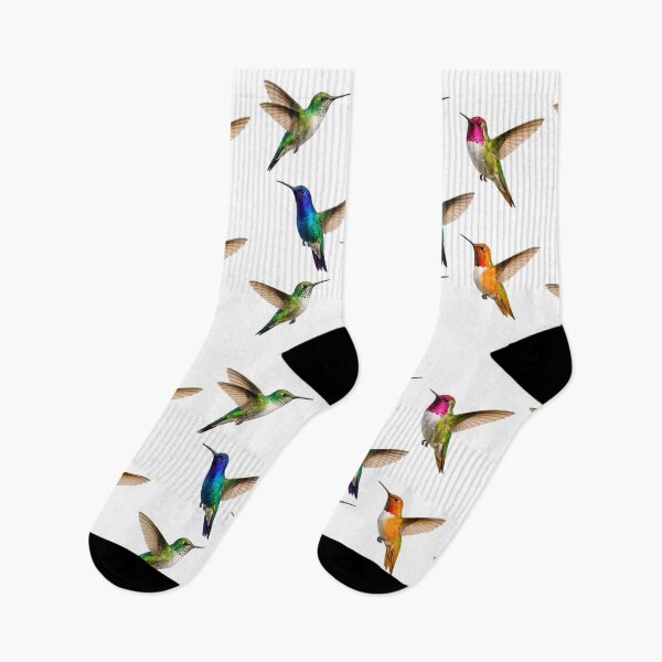 Item preview, Floating hummingbirds in watercolor style – Colorful tropical birds in a vertical design designed and sold by Gletschie.