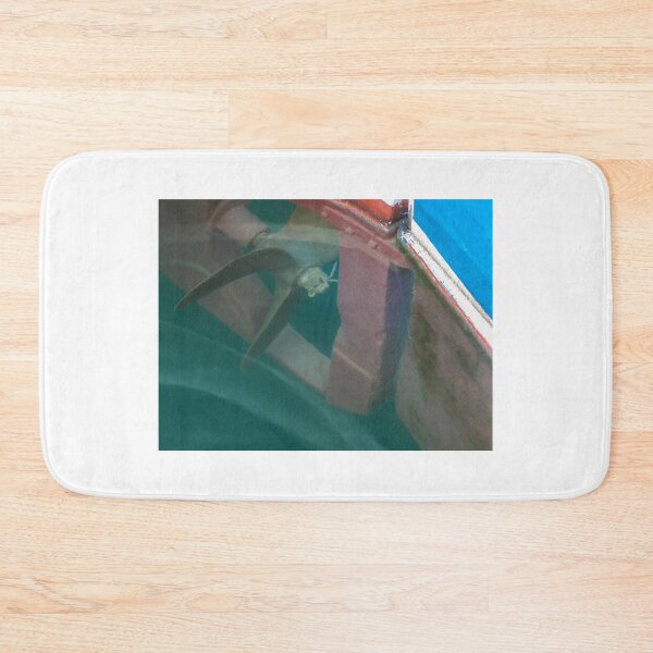 Item preview, Underwater Boat Propeller And Rudder Close-Up Along Weathered Hull In Clear Green Water designed and sold by Nmallia.
