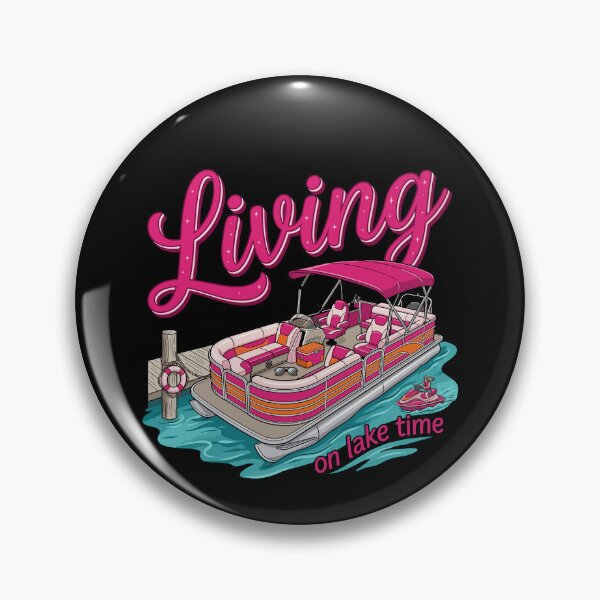 Item preview, Living On Lake Time Preppy Pink Pontoon Boat designed and sold by KroghDs.
