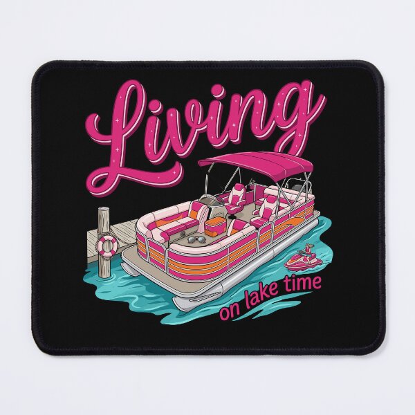 Item preview, Living On Lake Time Preppy Pink Pontoon Boat designed and sold by KroghDs.