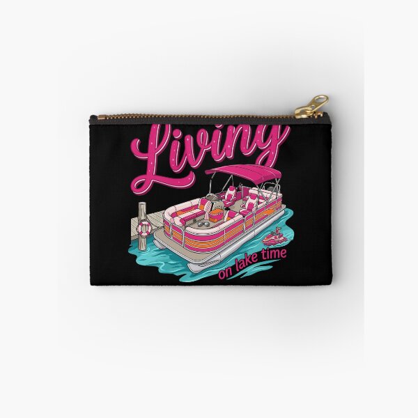 Item preview, Living On Lake Time Preppy Pink Pontoon Boat designed and sold by KroghDs.