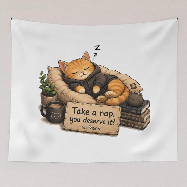 Item preview, "Take a Nap, You Deserve It!" Cozy Sleepy Cat! designed and sold by WeLoveCatss.