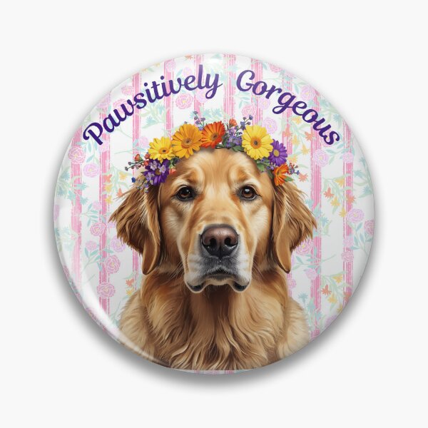 Item preview, Beautiful Golden Retriever with a Flower Garland and Floral background designed and sold by Soulstar Designs.