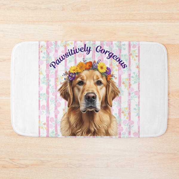 Item preview, Beautiful Golden Retriever with a Flower Garland and Floral background designed and sold by Soulstar Designs.