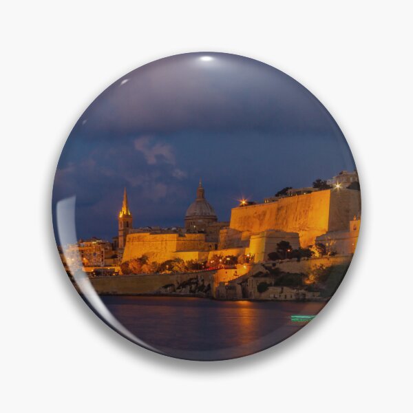 Item preview, Illuminated Valletta Night Skyline Over Grand Harbour With Historic Fortified Walls And Dome designed and sold by Nmallia.