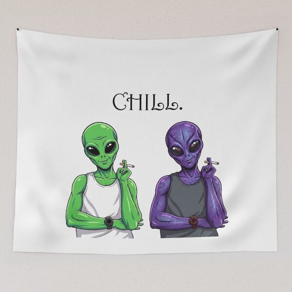 Item preview, Chill Alien Smoking Illustration designed and sold by HornbillDesign.