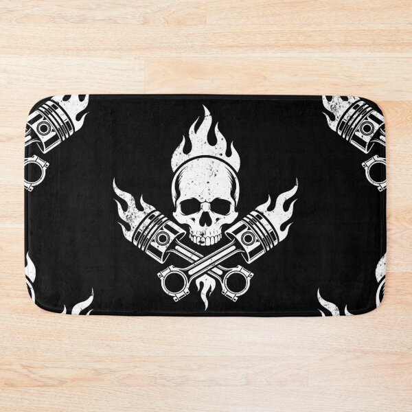 Item preview, Vintage Flaming Skull and Crossed Pistons Graphic designed and sold by Skulls & Calaveras.
