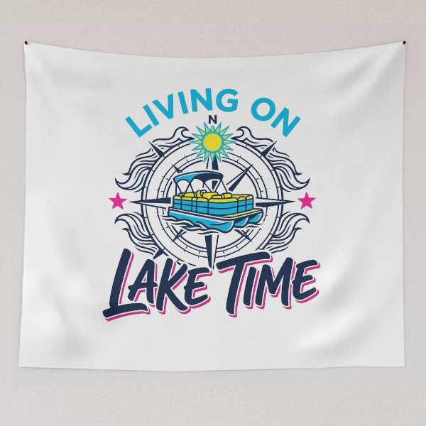 Item preview, Living On Lake Time Pontoon Boat Compass designed and sold by KroghDs.
