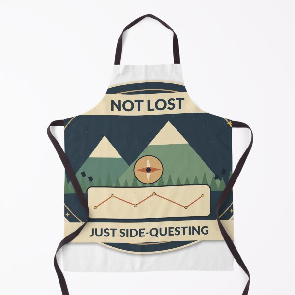 Item preview, Not Lost Just Side-Questing Hiking Gamer Badge designed and sold by Cozy Oddities Studio.