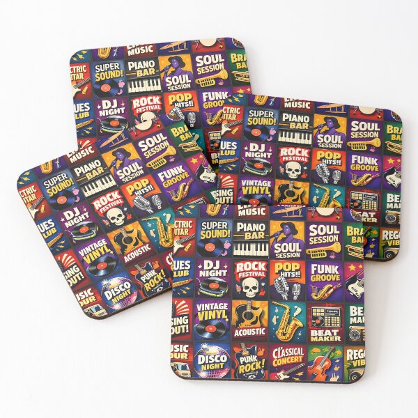 Item preview, Retro Music Genres Collage – Rock Jazz Disco Funk DJ Pop Art Design designed and sold by GiftLore Studio.