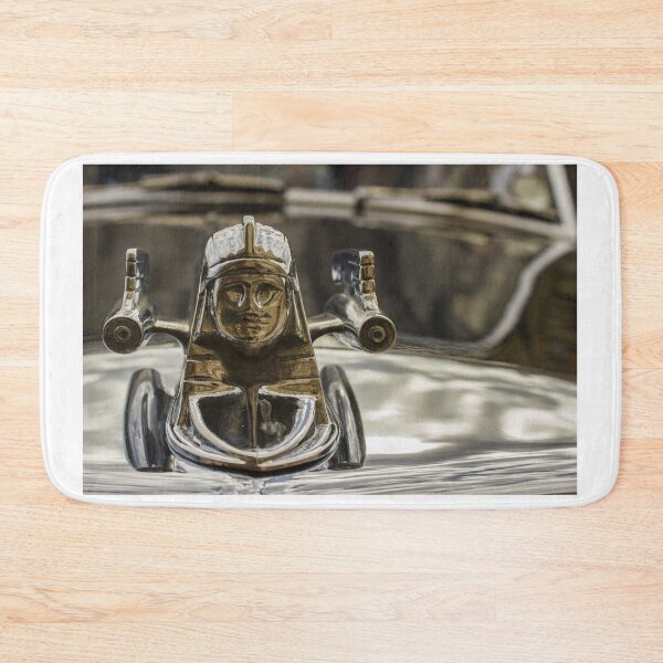 Item preview, Vintage Chrome Hood Ornament Featuring Egyptian Sphinx Mascot on Classic Car Hood Closeup designed and sold by Nmallia.