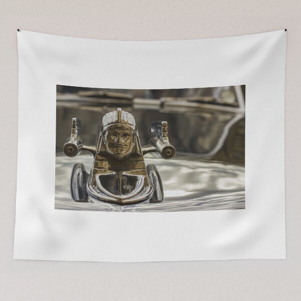 Item preview, Vintage Chrome Hood Ornament Featuring Egyptian Sphinx Mascot on Classic Car Hood Closeup designed and sold by Nmallia.