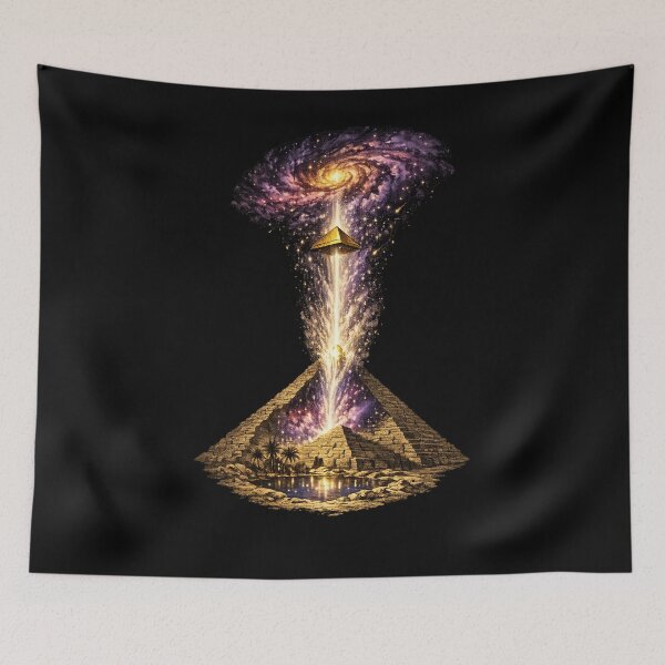 Item preview, Pyramid Galaxy Portal – Cosmic Egypt Art | Space Fine Art Print & Tee designed and sold by ArtoryWorks.
