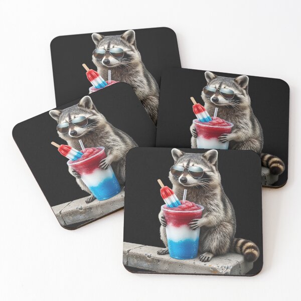 Item preview, 4th of July Cool Summer Raccoon – Retro Slushie & Rocket Pop Trash Panda designed and sold by creativevogue.