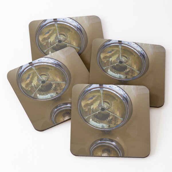 Item preview, Vintage Classic Car Headlights Close-Up On Beige Chrome Body Showing Retro Automotive Detail And Elegance designed and sold by Nmallia.