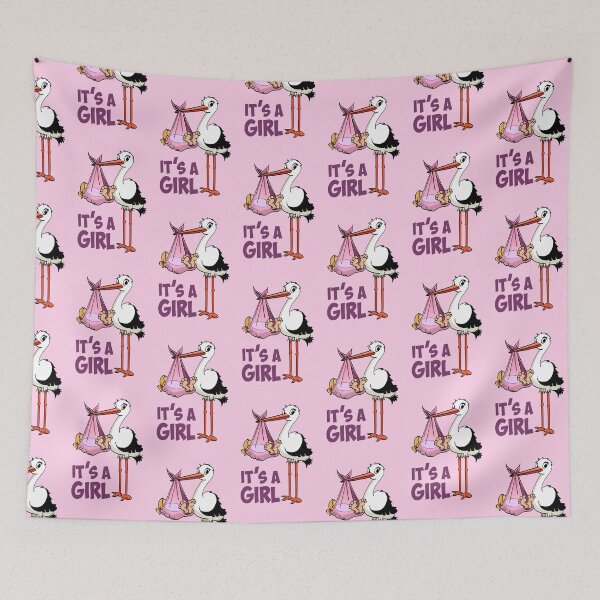 Item preview, It’s a girl “The stork who delivers the baby girl” designed and sold by Stef Ringoot, cartoons and illustrations.