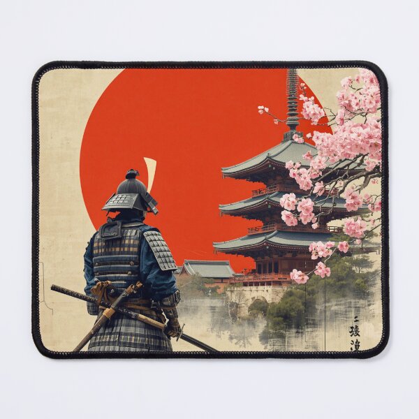 Item preview, Samurai Under the Red Sun – Japanese Warrior Sakura Temple Art designed and sold by kaxymax.