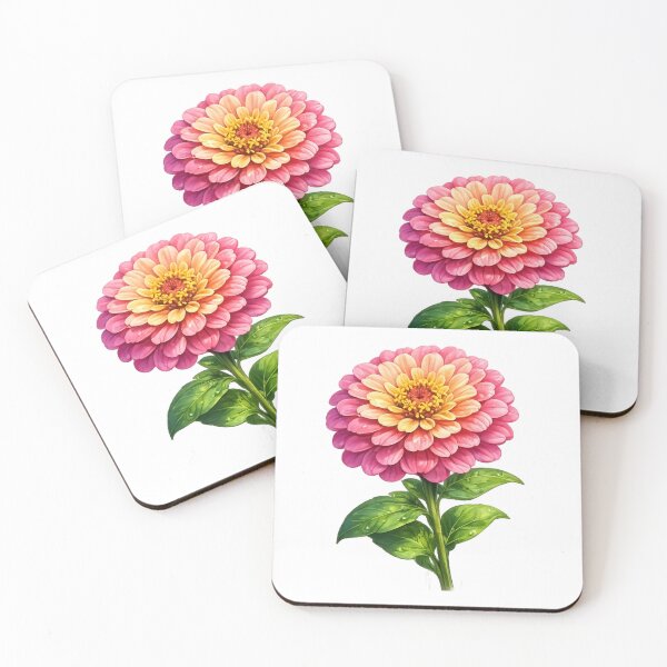 Item preview, Vibrant Pink Zinnia Flower Botanical Illustration designed and sold by PixelParinda.