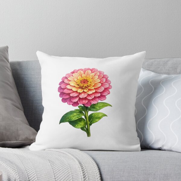 Item preview, Vibrant Pink Zinnia Flower Botanical Illustration designed and sold by PixelParinda.