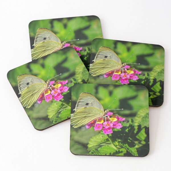 Item preview, Yellow Butterfly Feeding On Pink Wildflower In Lush Green Garden Macro Close-Up designed and sold by Nmallia.