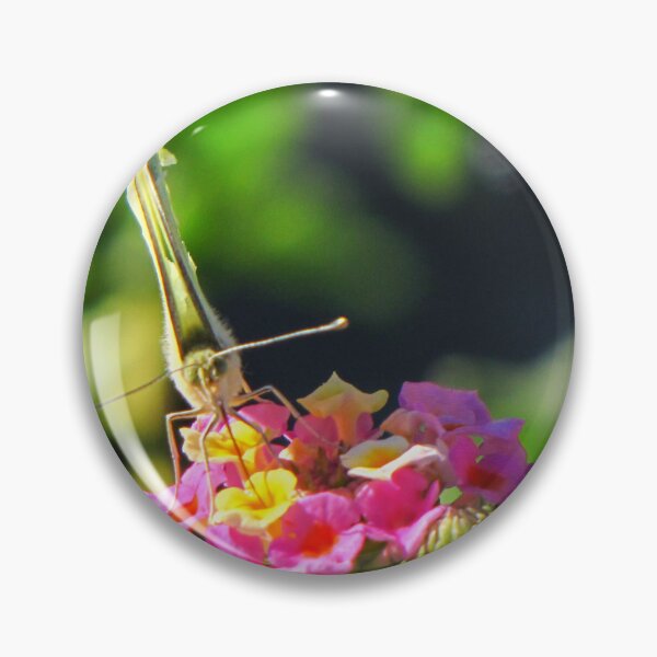 Item preview, Yellow Butterfly Feeding On Pink Wildflower In Lush Green Garden Macro Close-Up designed and sold by Nmallia.