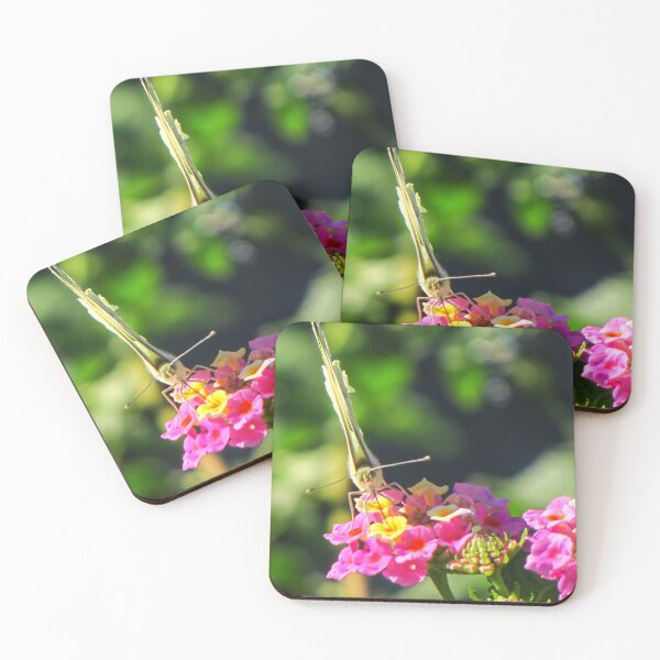 Item preview, Yellow Butterfly Feeding On Pink Wildflower In Lush Green Garden Macro Close-Up designed and sold by Nmallia.