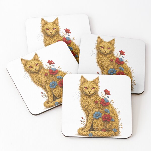Item preview, Golden Blossom Spirit Cat designed and sold by MarekoraStudio.