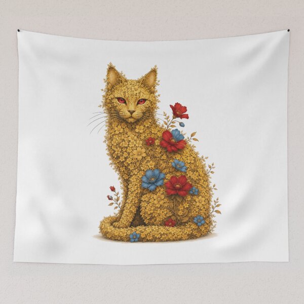 Item preview, Golden Blossom Spirit Cat designed and sold by MarekoraStudio.