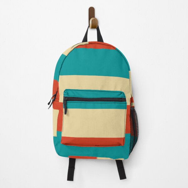 Item preview, Large stripes in burned orange, beige and turquoise designed and sold by StefanStudioArt.