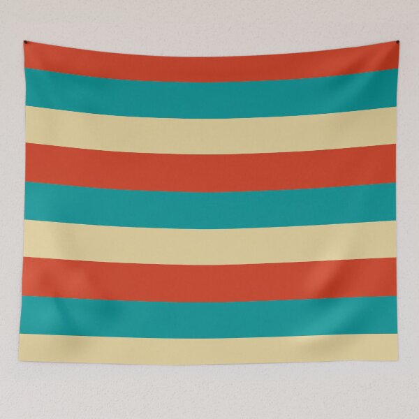 Item preview, Large stripes in burned orange, beige and turquoise designed and sold by StefanStudioArt.