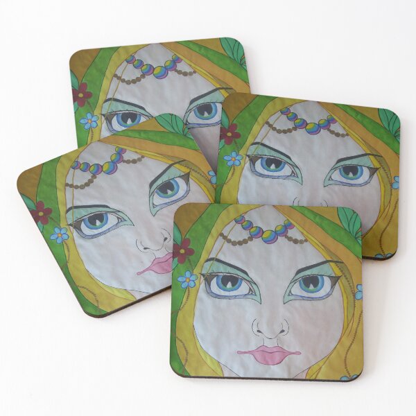 Item preview, Original Watercolor Boho Goddess Portrait Painting  designed and sold by Tulip1358.