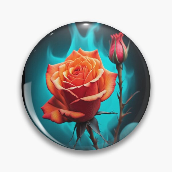 Item preview, Burning Rose – Teal Flame Floral Design designed and sold by Dreaming Scheming Grinding Studio.