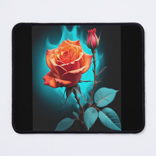 Item preview, Burning Rose – Teal Flame Floral Design designed and sold by Dreaming Scheming Grinding Studio.