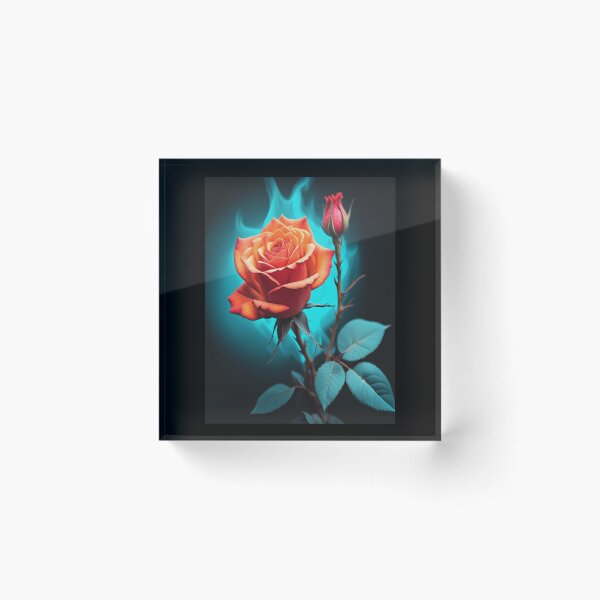 Item preview, Burning Rose – Teal Flame Floral Design designed and sold by Dreaming Scheming Grinding Studio.