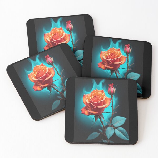 Item preview, Burning Rose – Teal Flame Floral Design designed and sold by Dreaming Scheming Grinding Studio.