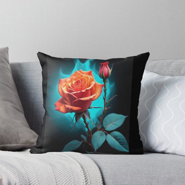 Item preview, Burning Rose – Teal Flame Floral Design designed and sold by Dreaming Scheming Grinding Studio.