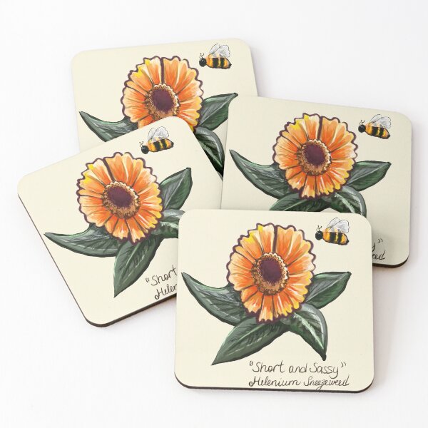 Item preview, Short and sassy Helenium sneezeweed with bee and name plant Bright orange yellow flower T-Shirt designed and sold by Artonmytee.