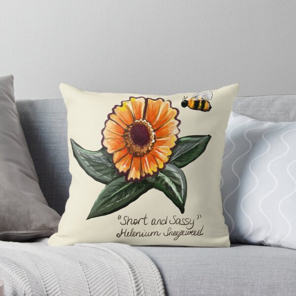 Item preview, Short and sassy Helenium sneezeweed with bee and name plant Bright orange yellow flower T-Shirt designed and sold by Artonmytee.