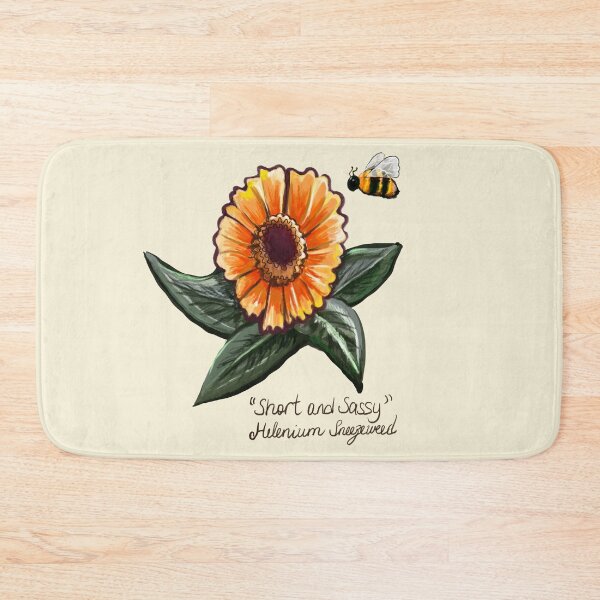 Item preview, Short and sassy Helenium sneezeweed with bee and name plant Bright orange yellow flower T-Shirt designed and sold by Artonmytee.