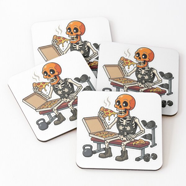 Item preview, Funny Skeleton Eating Pizza Gym Cheat Day Fitness Sticker designed and sold by JeevanStickers.