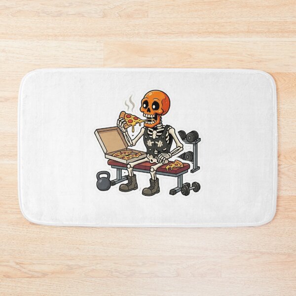 Item preview, Funny Skeleton Eating Pizza Gym Cheat Day Fitness Sticker designed and sold by JeevanStickers.