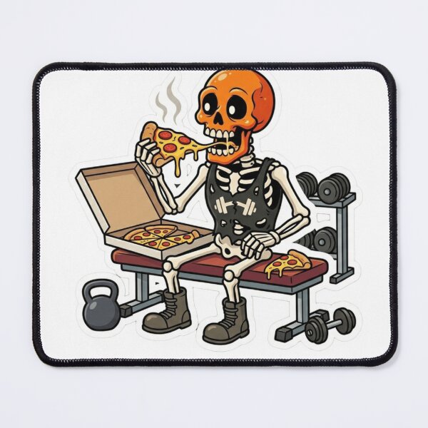Item preview, Funny Skeleton Eating Pizza Gym Cheat Day Fitness Sticker designed and sold by JeevanStickers.